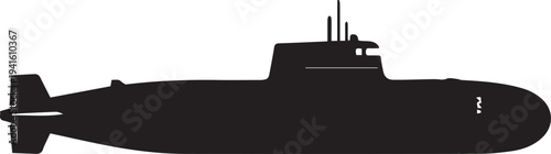 Submarine silhouette illustration for naval military underwater craft vector line art design