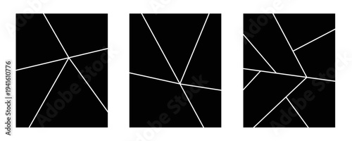 Image collage layout template set. Black mosaic mood board grid collection. Vector 6-7 picture slot composition arrangement. Photo album or memory wall idea for banner, poster, mockup, flyer, brochure