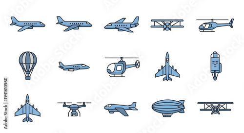 Collection of Various Aircraft and Flying Machines Illustrations.