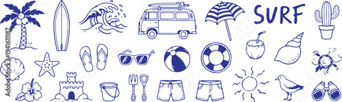 Beach and surfing illustrations