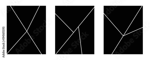 Image collage layout template set. Black mosaic mood board grid collection. Vector 6-7 picture slot composition arrangement. Photo album or memory wall idea for banner, poster, mockup, flyer, brochure