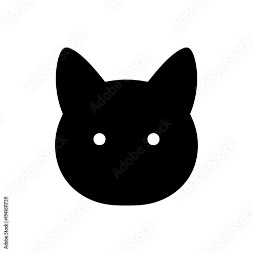 Minimalist Black Cat Head Silhouette Icon
