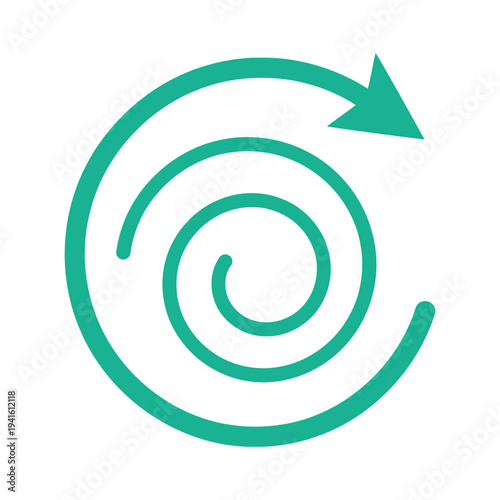 Green spiral arrow vector icon illustration isolated on white background.