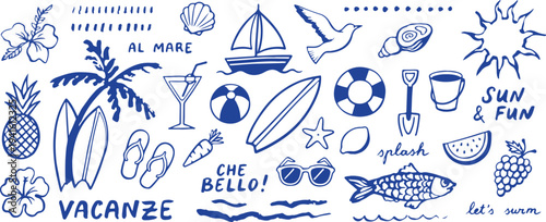 Summer vacation icons and illustrations