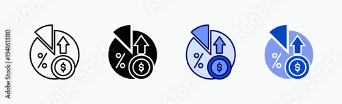 Profit Pie Icon Sheet Multiple Style Collection Isolated Vector