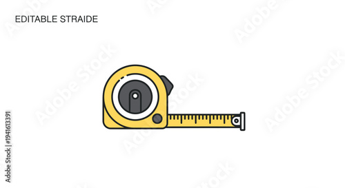 Vector icon of a yellow retractable tape measure for construction and measurement.