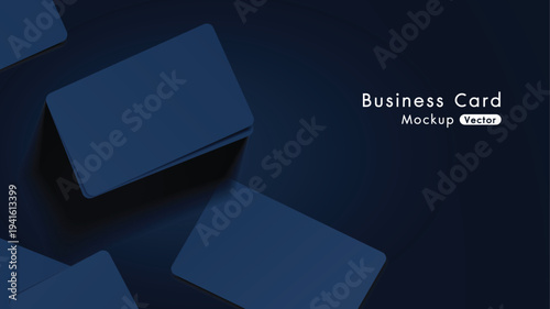 Elegant and modern navy business cards mockup tamplate with dark background. Vector illustration
