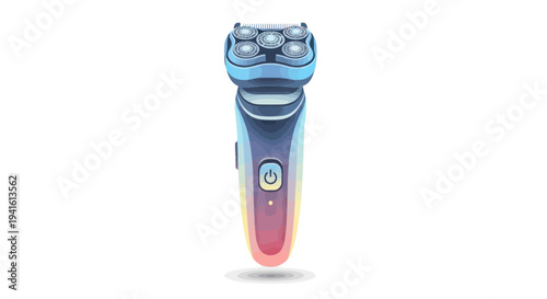 Modern Electric Rotary Shaver with Blue and Red Gradient Handle.