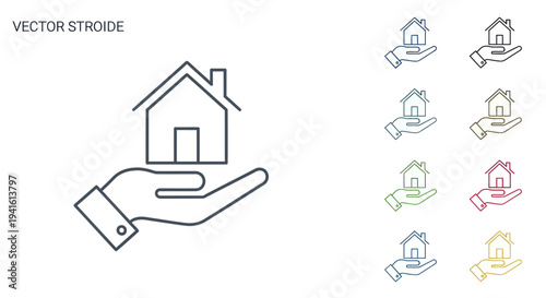 Hand Holding House Icon: Real Estate Property and Home Ownership Concept.