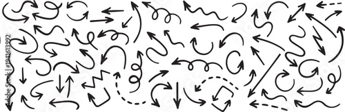 A complex pattern of black arrows on a white background