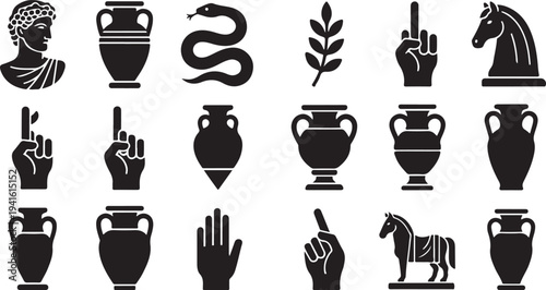 Collection of ancient greek symbols and icons