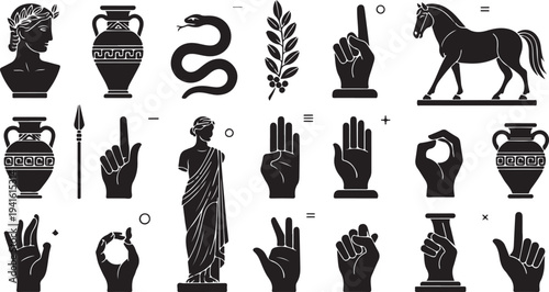 Ancient greek and roman symbols and icons