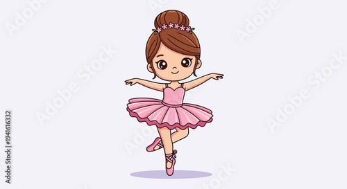 Cute Cartoon Ballerina Dancing Gracefully.