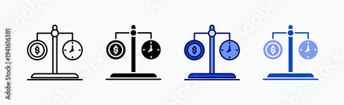 Balance Icon Sheet Multiple Style Collection Isolated Vector