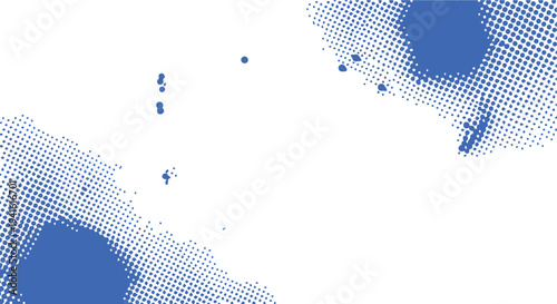 Blue abstract ink splatter shapes on white background, modern graphic design element