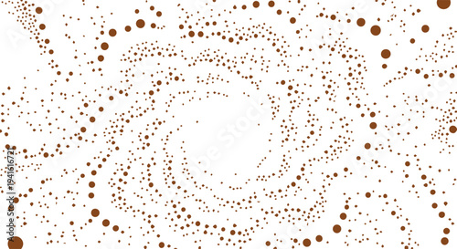 Brown abstract spiral dot pattern background, swirling vortex design
