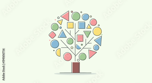 Colorful Shapes Growing from Tree Trunk.