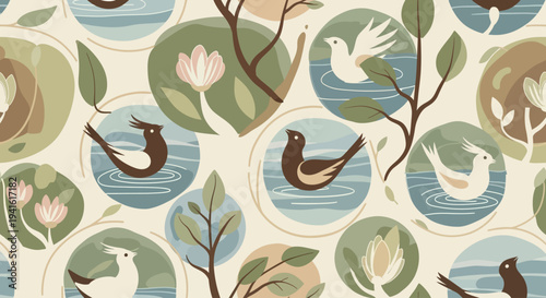 Illustration of Ducks and Doves in Circles.