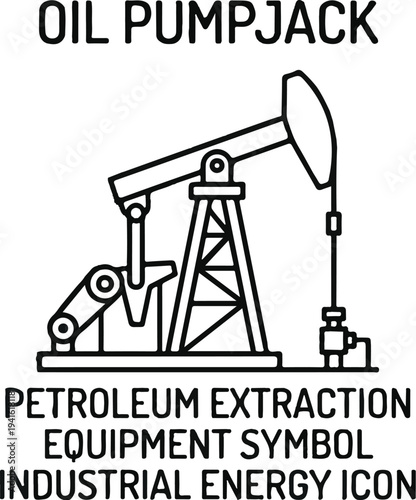 Oil pumpjack and petroleum extraction industrial equipment icon