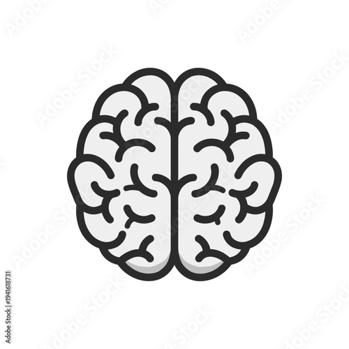 Simple Human Brain Line Icon Silhouette