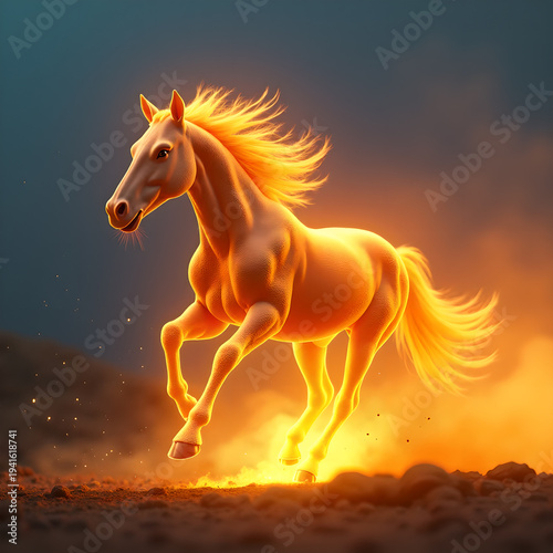 Horse on Fire with Flaming Mane Dramatic. Generative ai.
