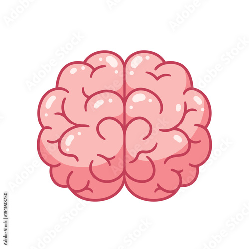 Pink Cartoon Human Brain Character Illustration