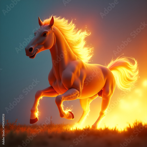 Horse on Fire with Flaming Mane Dramatic. Generative ai.