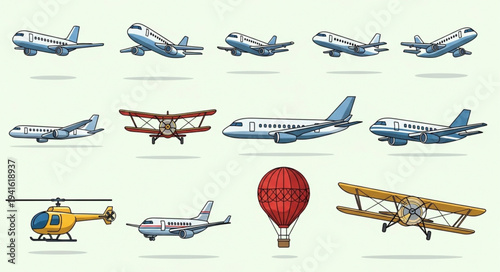 Diverse Collection of Aircraft and Air Transportation Vehicles.
