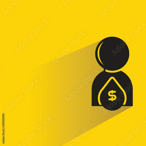 oil trader icon with shadow on yellow background