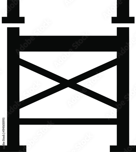 Scaffolding structure silhouette isolated on checkered background for construction and industrial design