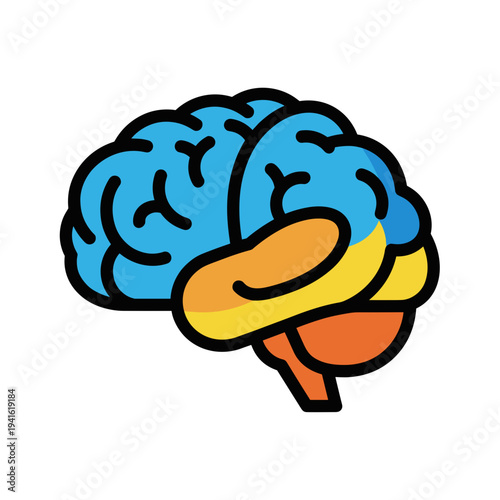 Colorful Sectioned Brain with Lateralization Concept