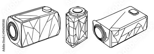 Lithium battery set with abstract line art of a crystalline structure featuring lithium battery, energy, EV with polygonal and crystalline