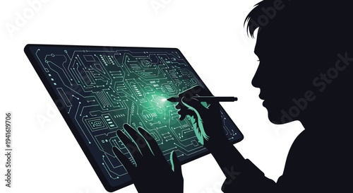 Person using digital tablet futuristic technology