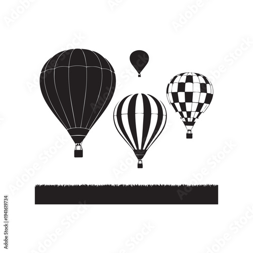 Set of 4 hot air balloons vector icons