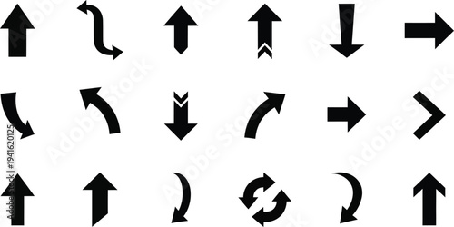 Vector arrow icons set for directional navigation and graphic design elements