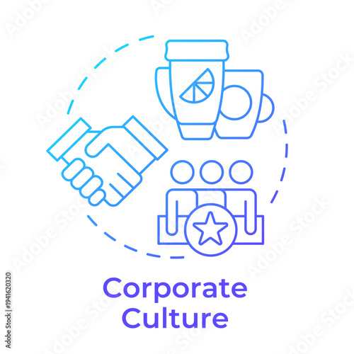 Corporate culture blue gradient concept icon. Values, believes, norms. Employee experience equation. Round shape line illustration. Abstract idea. Graphic design. Easy to use in promotional material