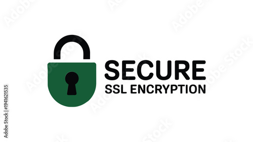 A green padlock icon with the word secure and ssl encryption text