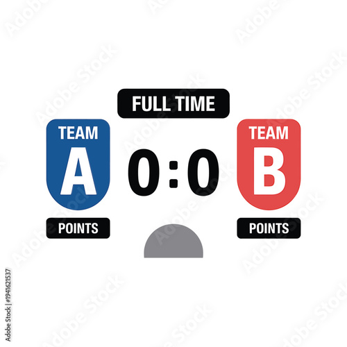 A minimalist graphic displays a scoreboard showing a tie game at full time