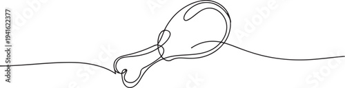Fried chicken drumstick continuous one line drawing of white background with minimalist outline style. one line art icon drawing vector