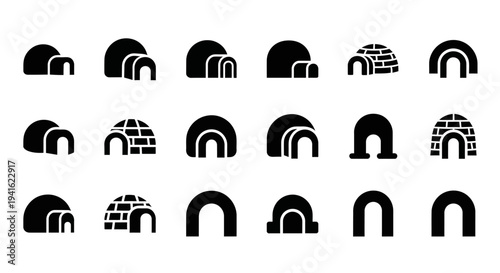 Collection of diverse archway icons in various designs and architectural styles