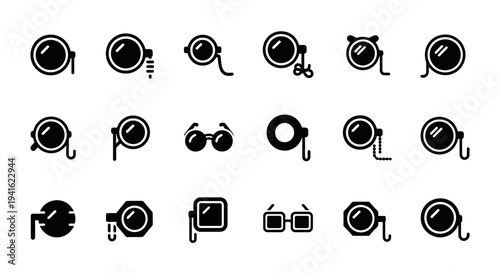 Collection of Various Magnifying Glass Icons Displayed in a Grid Pattern