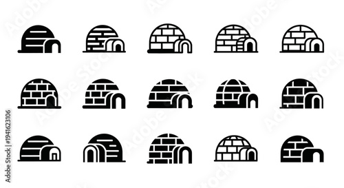 Collection of Various Igloo Illustrations Showcasing Different Architectural Styles and Designs
