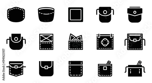 Collection of Various Handbag Icons in Different Styles and Designs