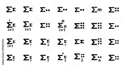 Mathematical symbols and notation displayed on a clean white background for educational purposes