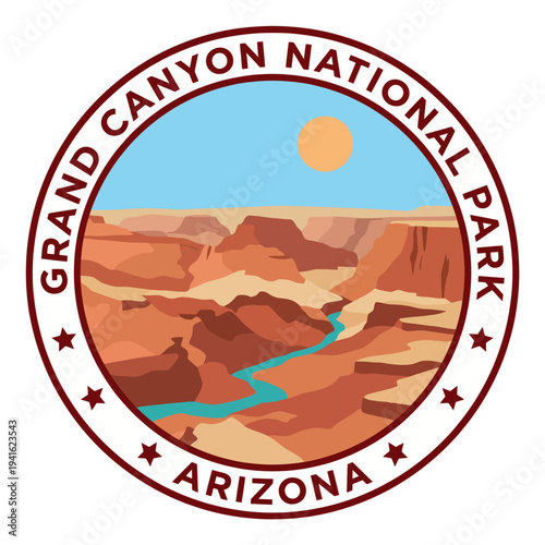 This illustrative representation of the Grand Canyon highlights its iconic rock formations and vibrant scenery, celebrating the breathtaking beauty of nature's grand design.