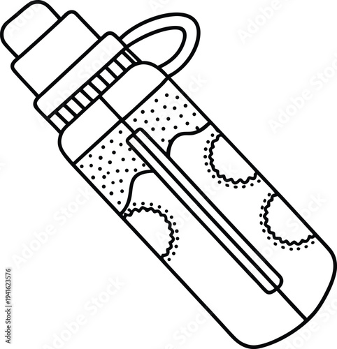 wool insulated water bottle line art vector illustration on transparent background