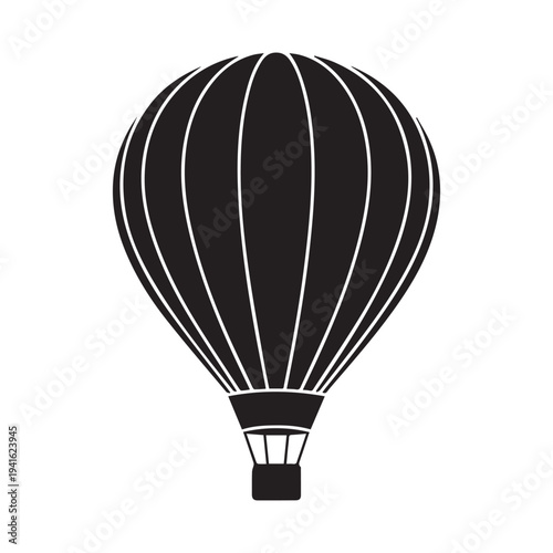Black hot air balloon vector icon