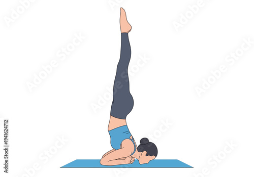 Woman practicing Salamba Sarvangasana Supported Shoulderstand Pose on a yoga mat.