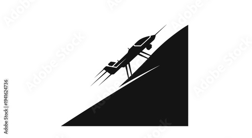 Futuristic Aircraft Ascending Steep Incline, Sci-Fi Technology Concept