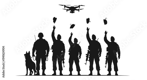 Military Drone Delivery: Soldiers and K9 Unit Receive Supplies from Aerial Drone